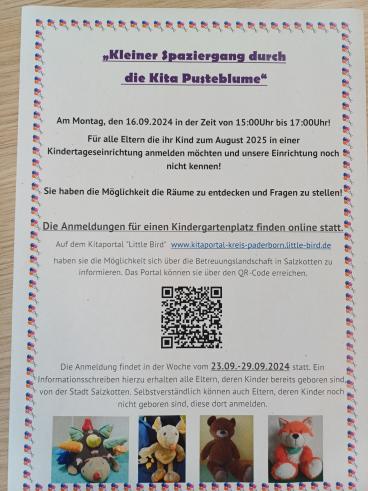 Herzliche Einladung an alle zukünftigen Pusteblumenfamilien